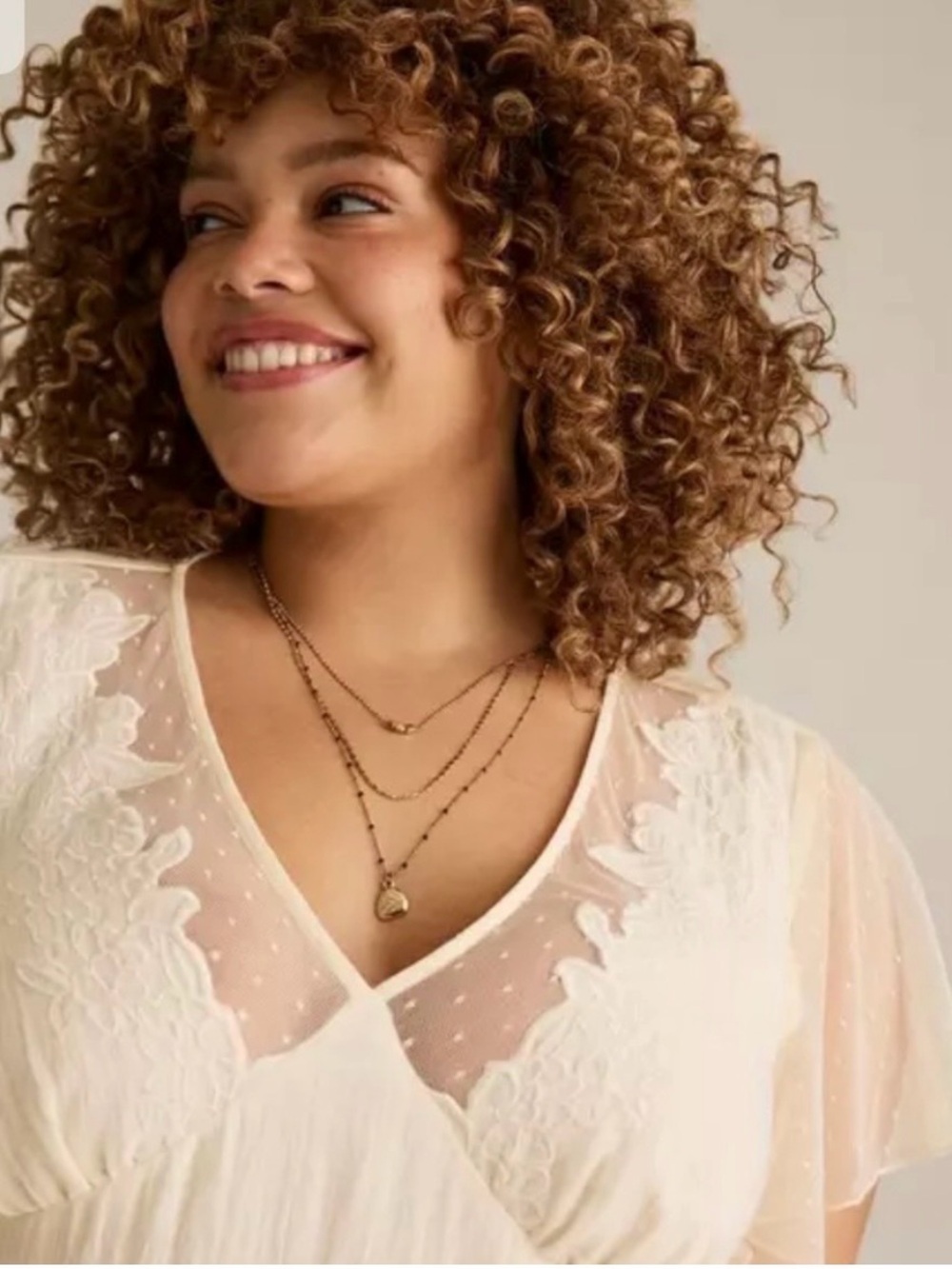 torrid FESTI Cream Flutter Sleeve Tiered Tunic Dress - Picture 3 of 7